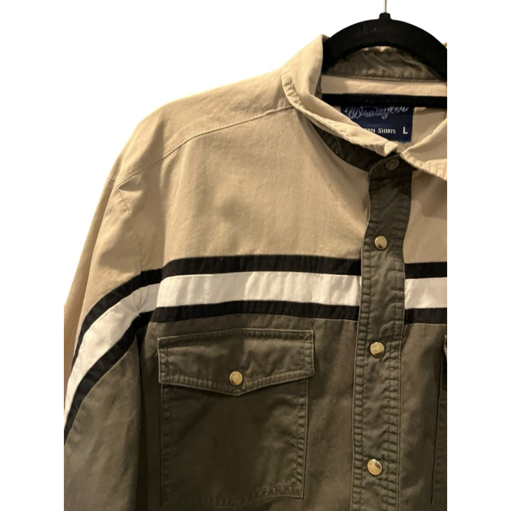 Vintage 90's Wrangler Western Pearl Snap Long Sleeve Striped Shirt Size Large - Picture 2 of 9